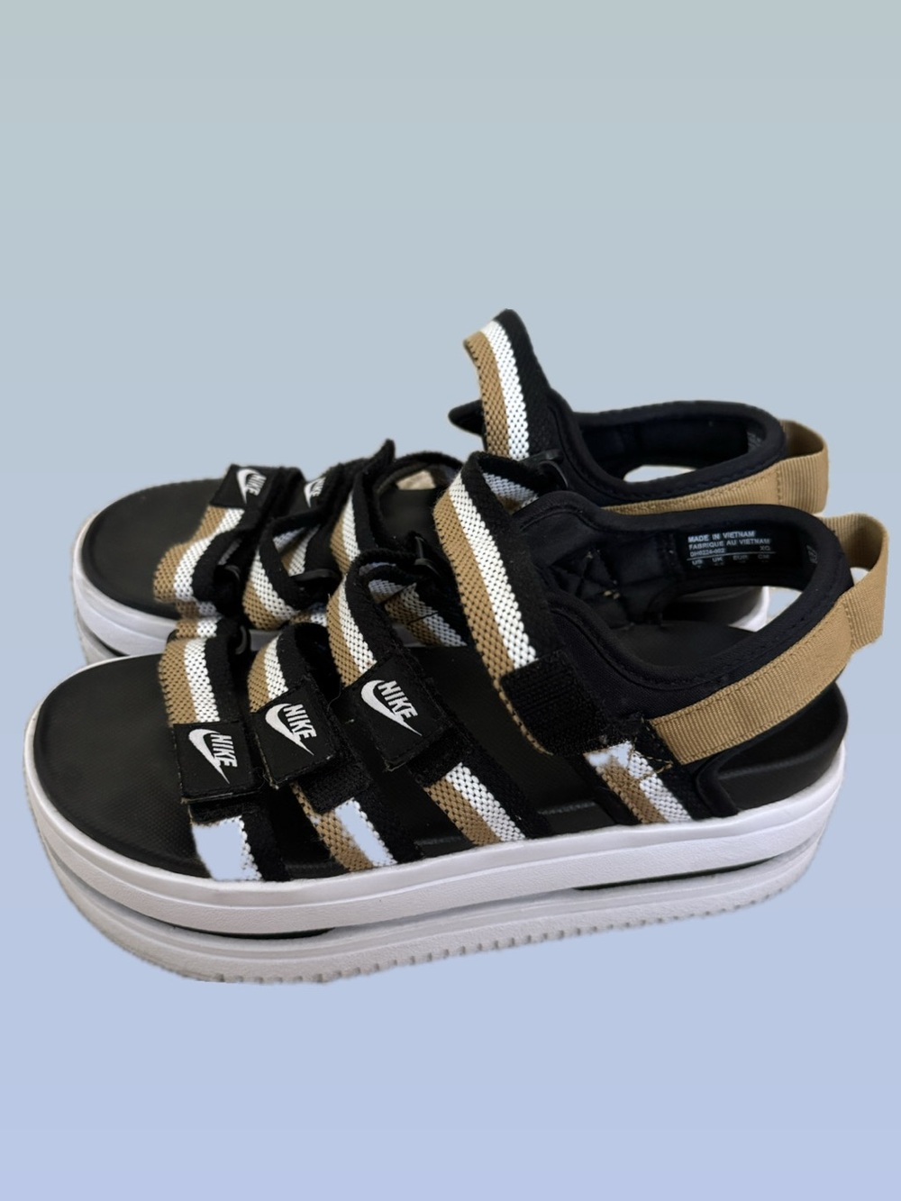 Nike Kids Black, White & Tan Platform Sport Sandals